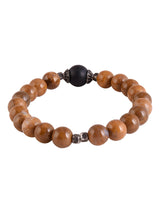 Brown Colored Stones and Oxidised Silvery Metal Adjustable Men's Bracelet
