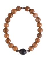 Brown Colored Stones and Oxidised Silvery Metal Adjustable Men's Bracelet