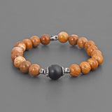Brown Colored Stones and Oxidised Silvery Metal Adjustable Men's Bracelet