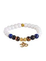 Omkar and Multi Colored Stones Adjustable Men's Bracelet