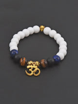 Omkar and Multi Colored Stones Adjustable Men's Bracelet