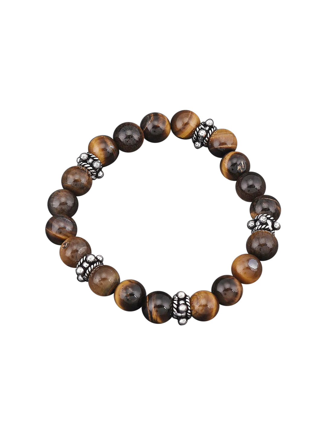 Tigers Eye Colored Stones Adjustable Mens Bracelet