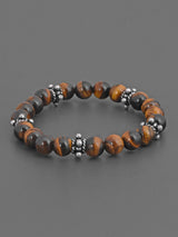 Tigers Eye Colored Stones Adjustable Mens Bracelet