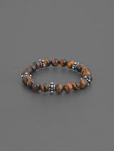 Tigers Eye Colored Stones Adjustable Mens Bracelet