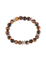 Tigers Eye Colored Stones Adjustable Mens Bracelet