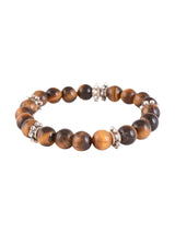 Tigers Eye Colored Stones Adjustable Mens Bracelet