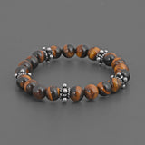 Tigers Eye Colored Stones Adjustable Mens Bracelet
