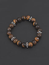 Tigers Eye Colored Stones Adjustable Mens Bracelet