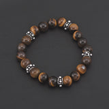 Tigers Eye Colored Stones Adjustable Mens Bracelet