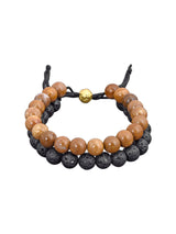 Contemporary Black and Brown Colored Thread Adjustable Mens Bracelet