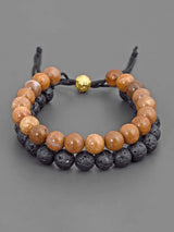 Contemporary Black and Brown Colored Thread Adjustable Mens Bracelet