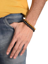 Contemporary Black and Brown Colored Thread Adjustable Mens Bracelet