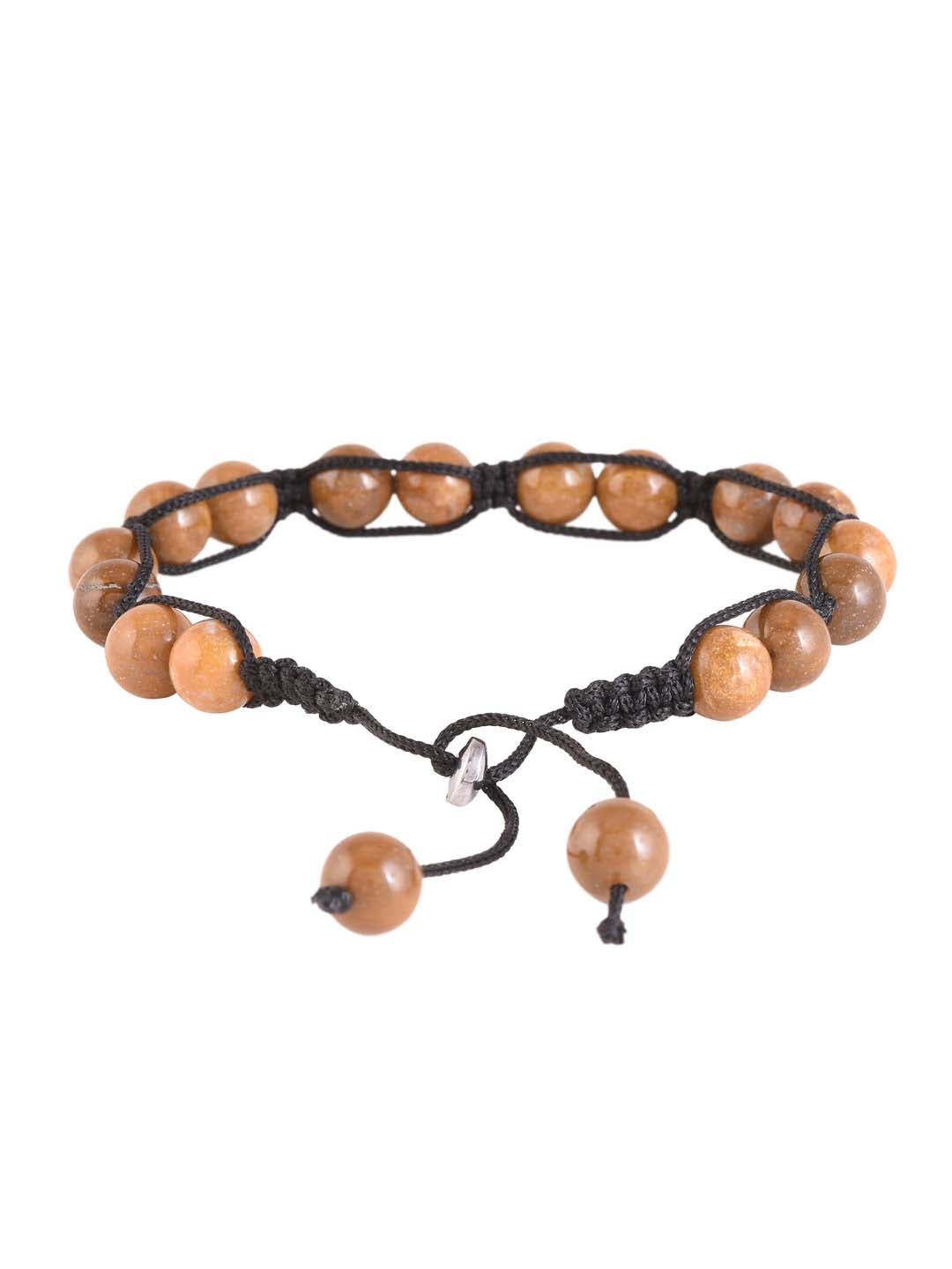 Contemporary Black and Brown Colored Thread Adjustable Mens Bracelet