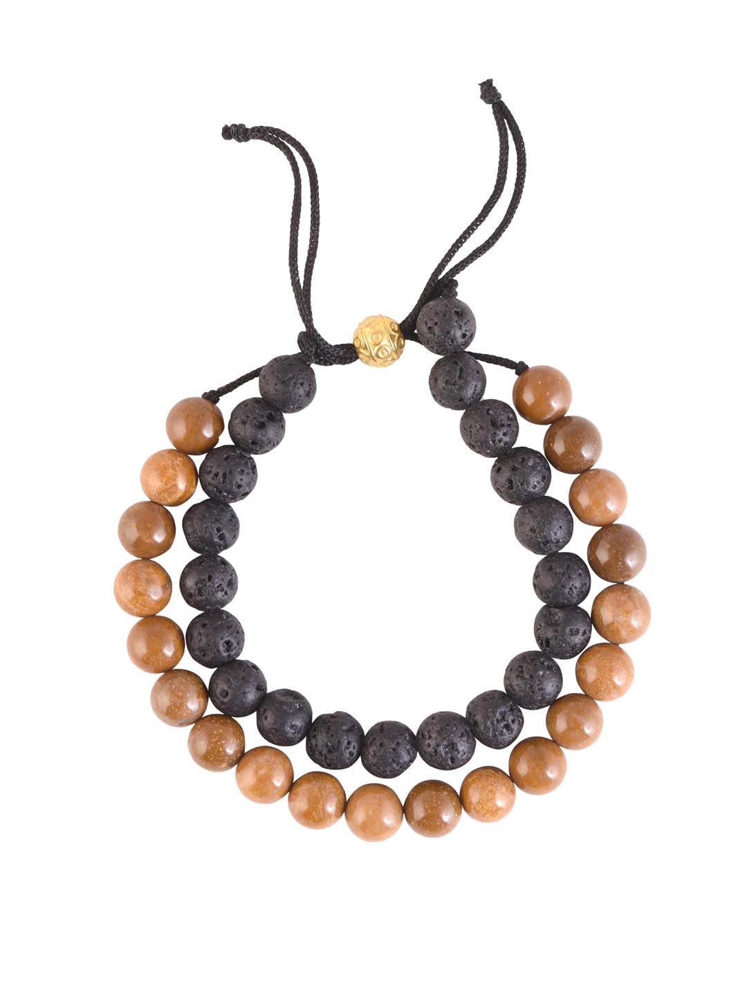 Contemporary Black and Brown Colored Thread Adjustable Mens Bracelet