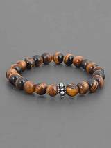 Ethnic Brown Colored Stones and Oxidised Silver Adjustable Mens Bracelet
