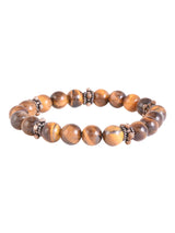 Ethnic Brown Colored Stones and Oxidised Silver Adjustable Mens Bracelet