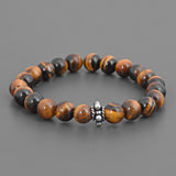 Ethnic Brown Colored Stones and Oxidised Silver Adjustable Mens Bracelet