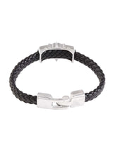 Biker Style Skull Design Black Band Mens Bracelet
