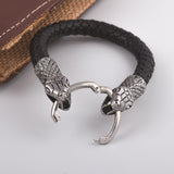 Cobra Oxidized Design Black Band Mens Bracelet