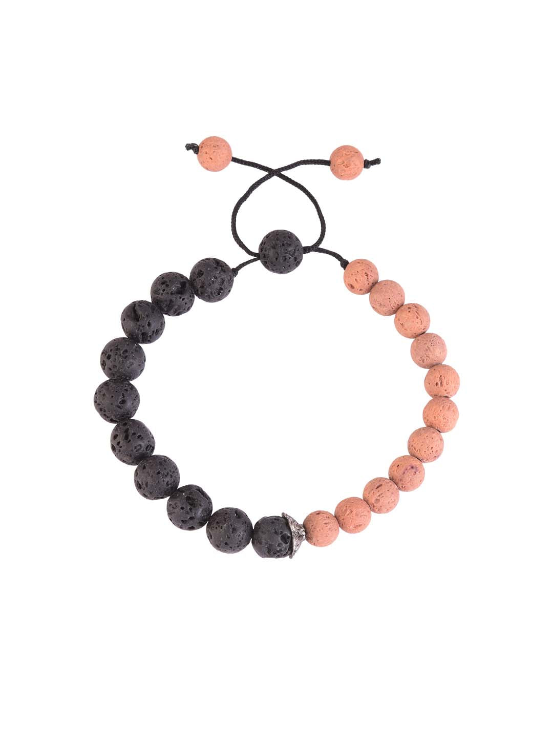 Lava Stones Two Colored Mens Bracelet
