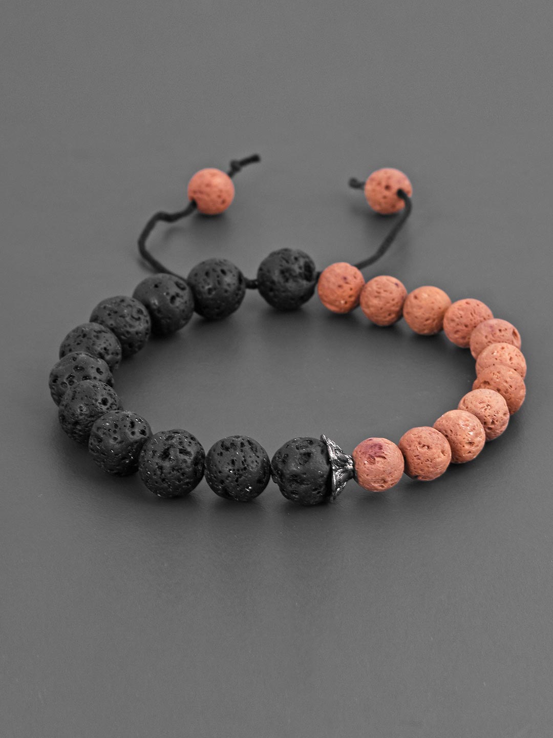 Lava Stones Two Colored Mens Bracelet