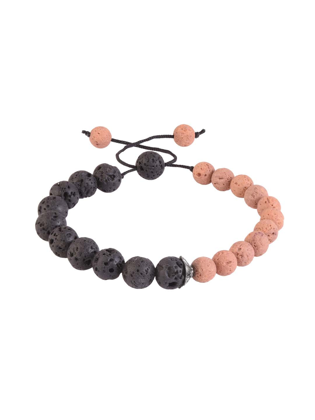 Lava Stones Two Colored Mens Bracelet