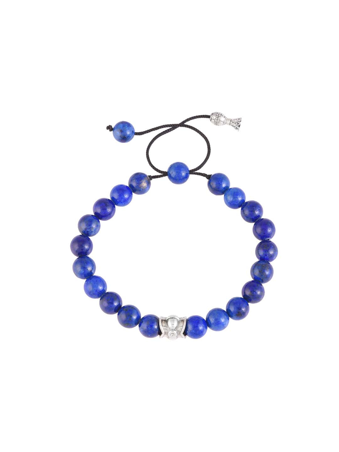 Classy Blue Colored Stone Mens Bracelet