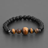 Stylish Tigers Eye and Black Stones Bracelet