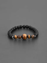 Stylish Tigers Eye and Black Stones Bracelet