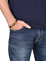 Stylish Tigers Eye and Black Stones Bracelet