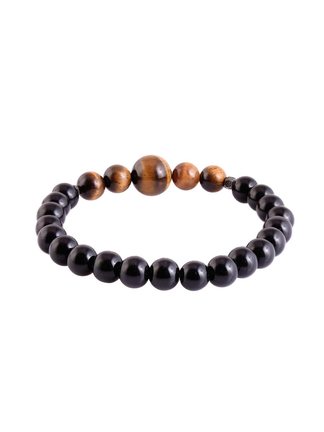 Stylish Tigers Eye and Black Stones Bracelet