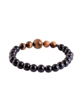 Stylish Tigers Eye and Black Stones Bracelet