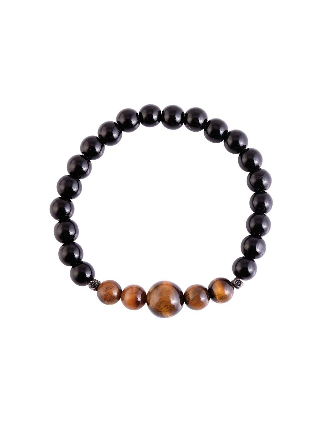 Stylish Tigers Eye and Black Stones Bracelet