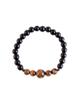 Stylish Tigers Eye and Black Stones Bracelet