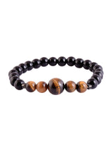 Stylish Tigers Eye and Black Stones Bracelet