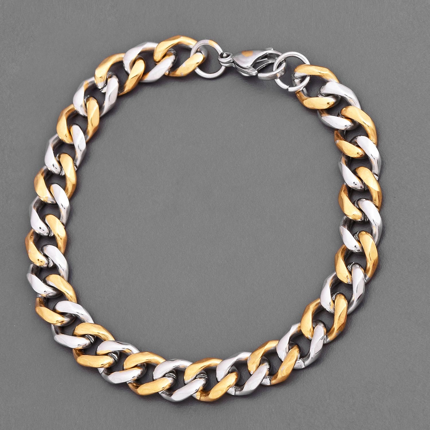 Two Tone Curb Mens Bracelet