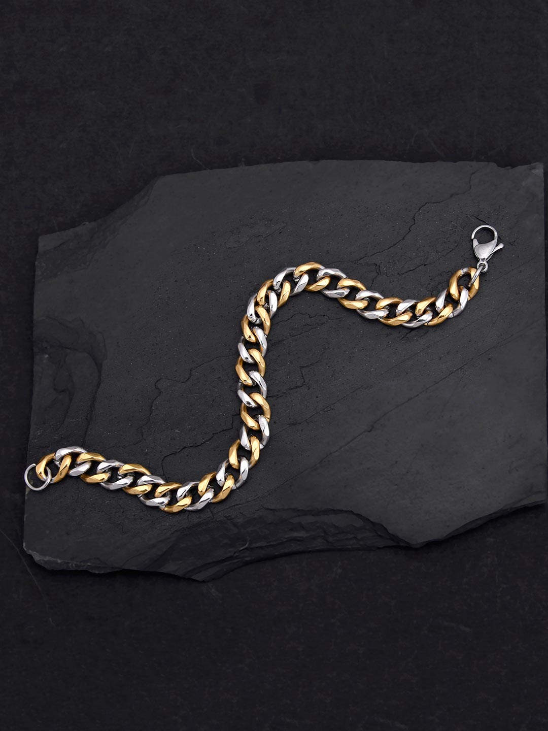 Two Tone Curb Mens Bracelet