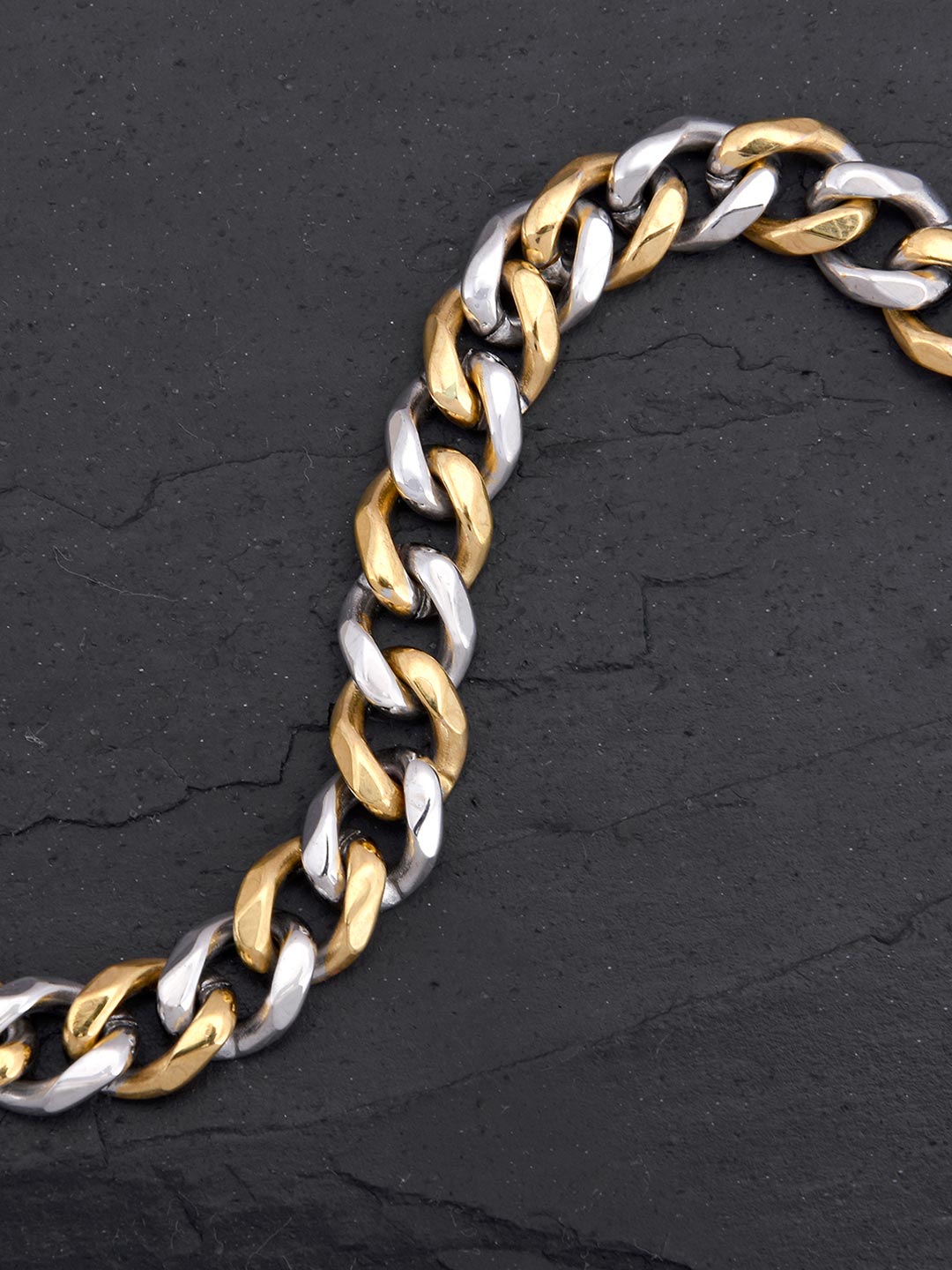 Two Tone Curb Mens Bracelet