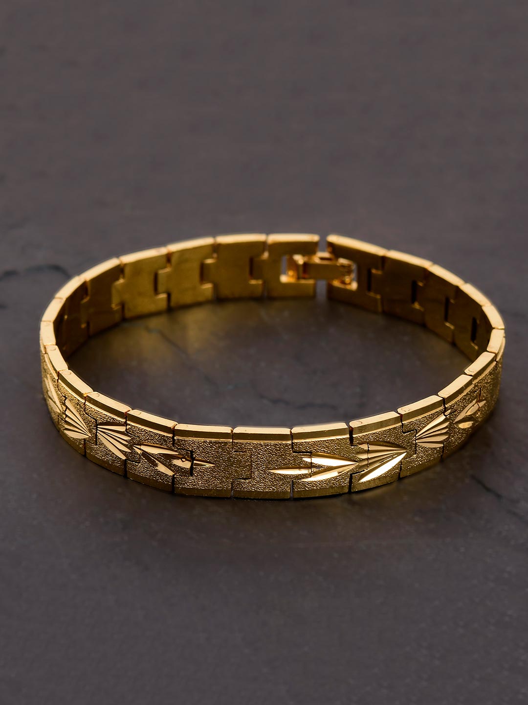 Gold Plated Textured Mens Bracelet