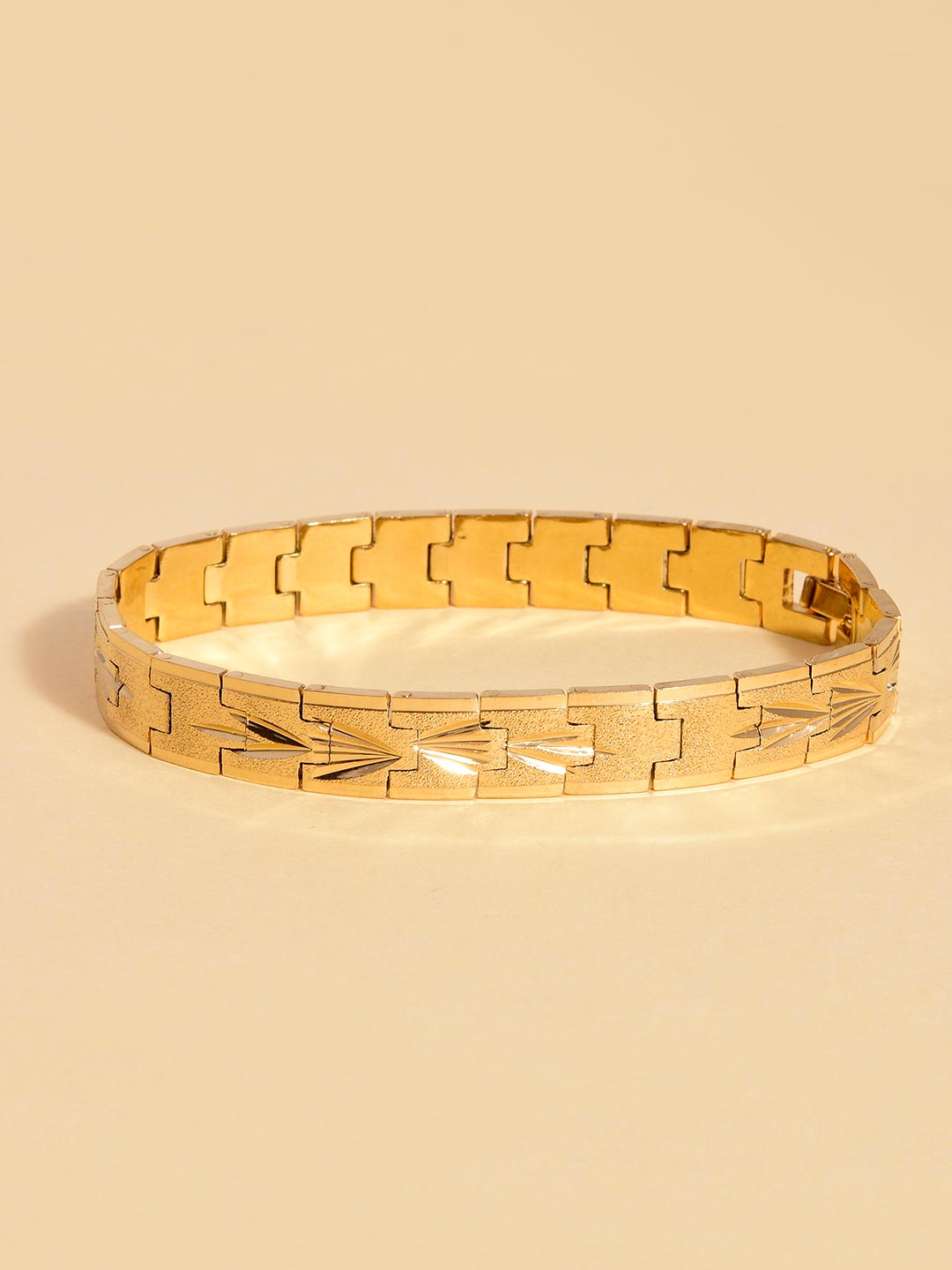 Gold Plated Textured Mens Bracelet