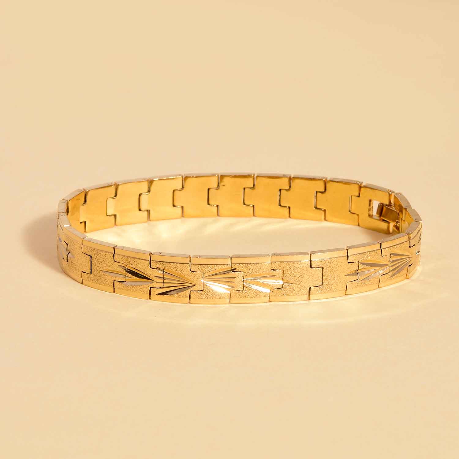 Gold Plated Textured Mens Bracelet
