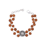 Swastik Two Strands Rudraksha Mens Bracelet