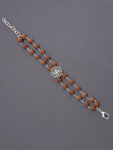 Swastik Two Strands Rudraksha Mens Bracelet