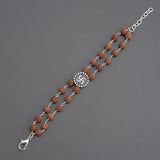 Swastik Two Strands Rudraksha Mens Bracelet