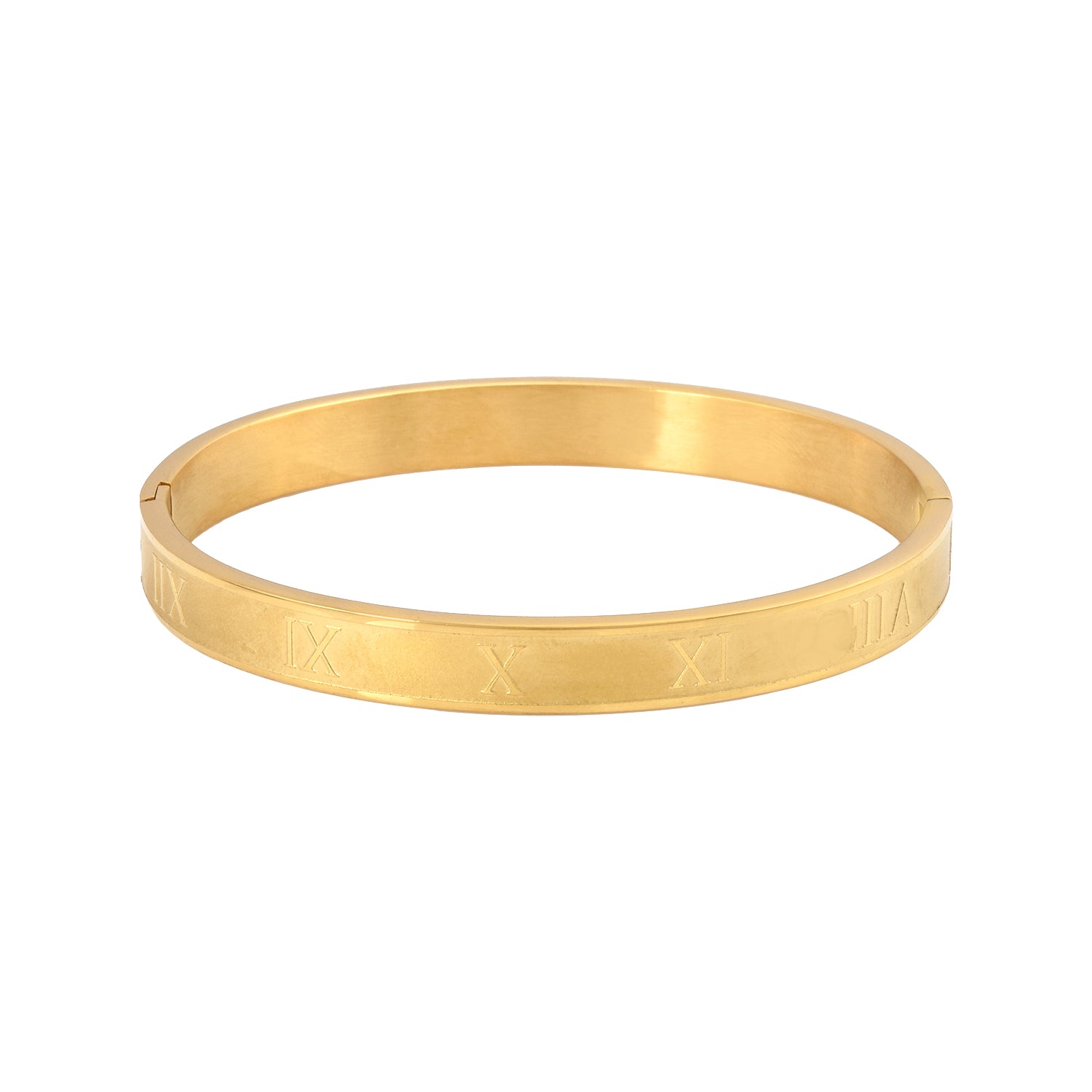 Engraved Numerus Gold Metallic Mens Bracelet