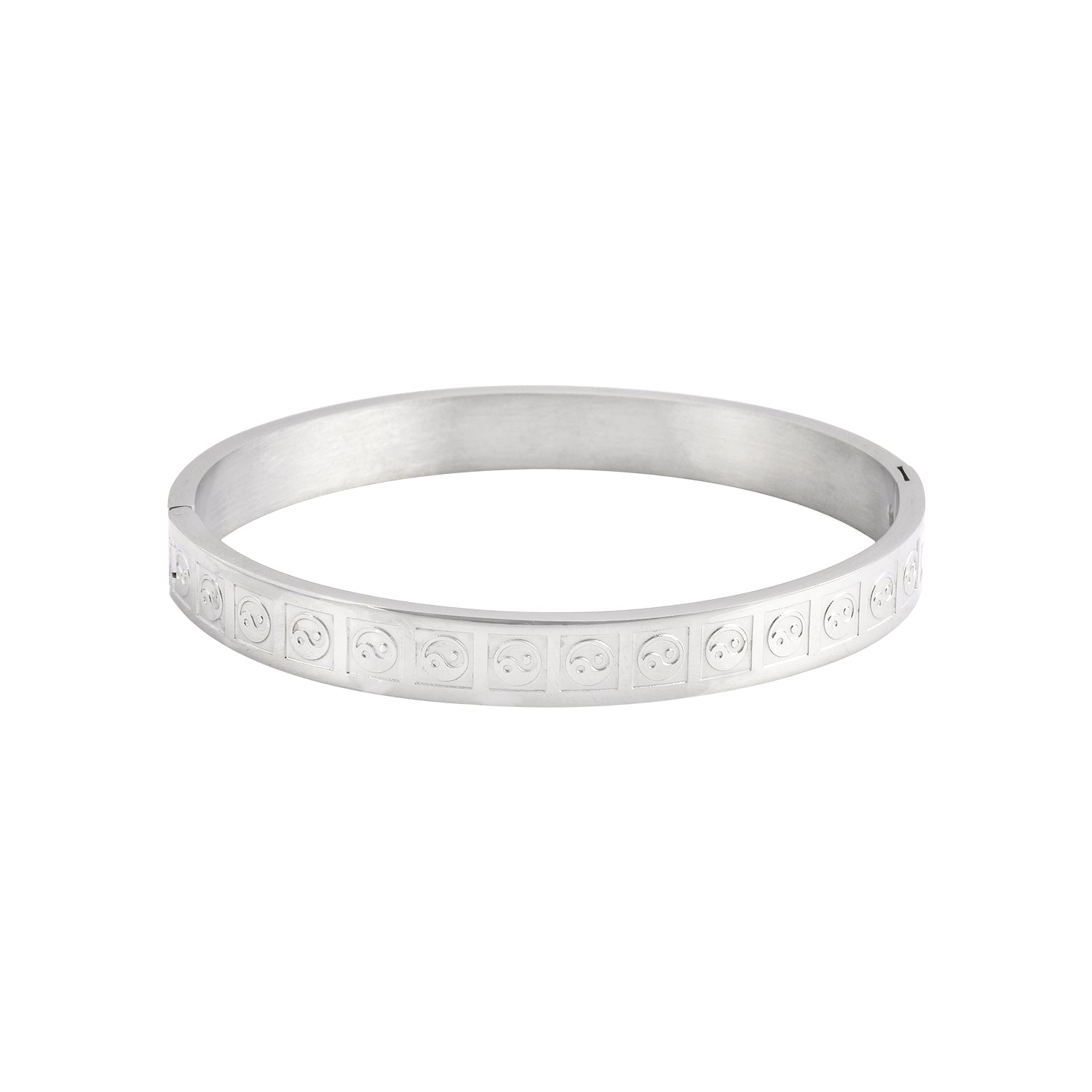 Ying Yang Silver Metallic Mens Bracelet
