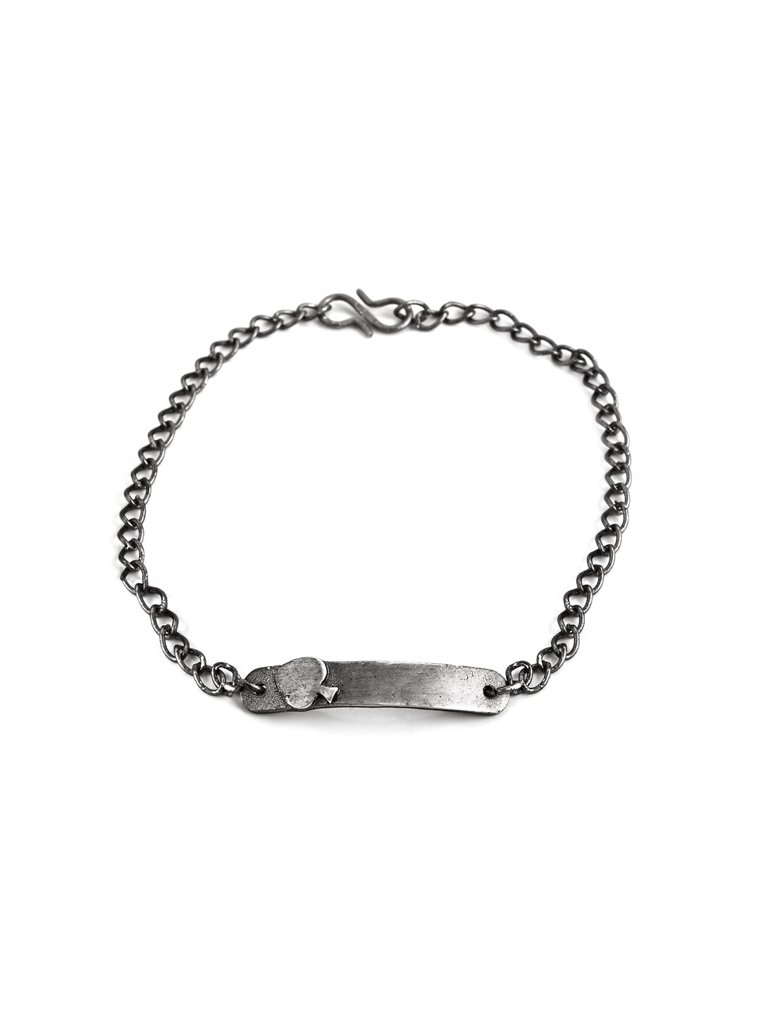 Oxidised Spade Silver Mens Bracelet