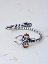 Rudraksha Om Twisted Old Silver Plated Bracelet