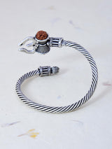Rudraksha Om Twisted Old Silver Plated Bracelet
