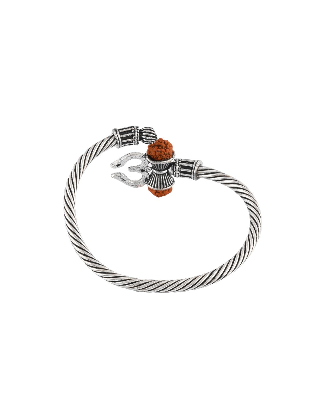 Rudraksha Om Twisted Old Silver Plated Bracelet